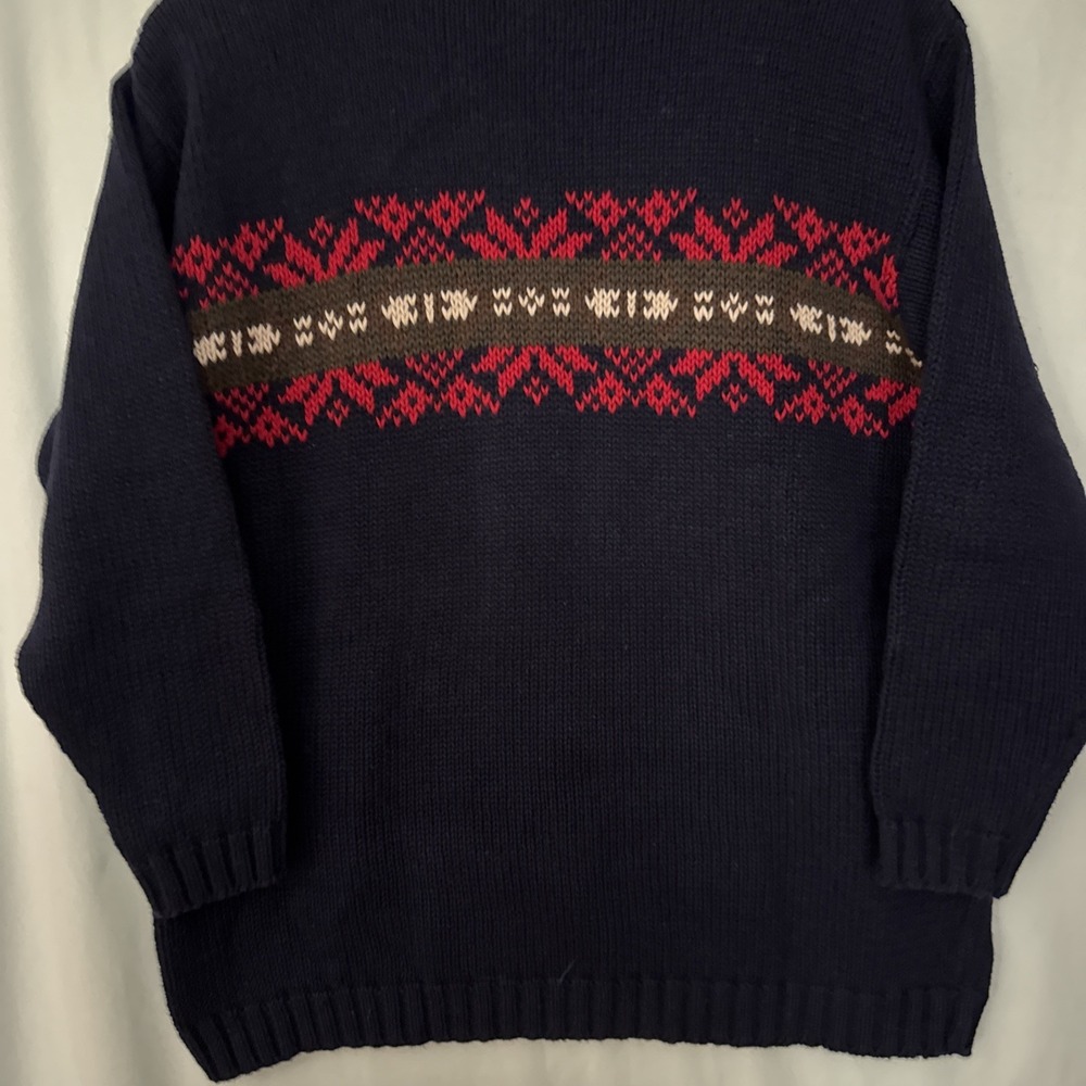 Vintage 90s B. Moss Nordic Fair Isle Geometric Knit Sweater Wms M SKI - Picture 7 of 13